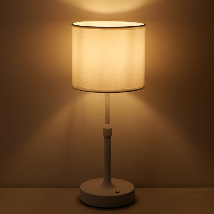 Modern Minimalist Liftable Cylindrical Metal Fabric 1-Light Table Lamp for Bedroom