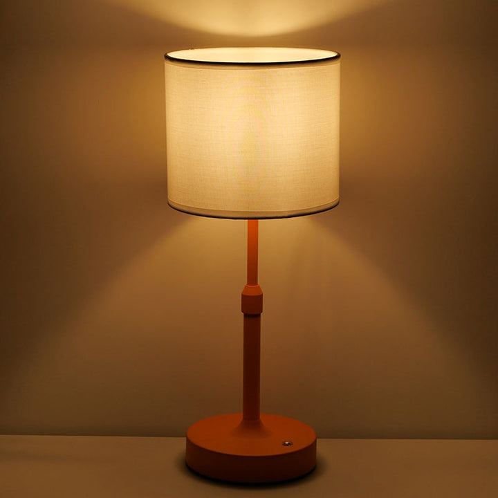 Modern Minimalist Liftable Cylindrical Metal Fabric 1-Light Table Lamp for Bedroom