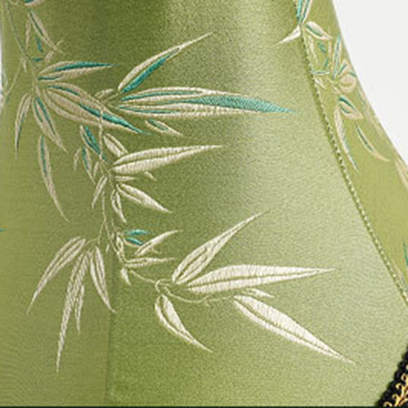 Traditional Vintage Cylindrical Bamboo Pattern Tassel Iron Fabric 1-Light Table Lamp For Bedroom