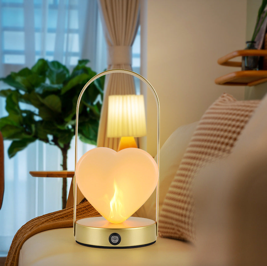 Contemporary Creative USB Adjustable Arched Heart Iron Acrylic LED Table Lamp Night Light For Bedroom