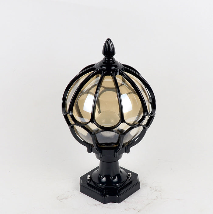 Contemporary Simplicity Round Waterproof Aluminum Glass 1 - Light Outdoor Post Light For Garden