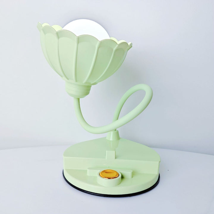 Contemporary Nordic Twistable Flower ABS Lampshade Round Base LED Table Lamp For Bedroom