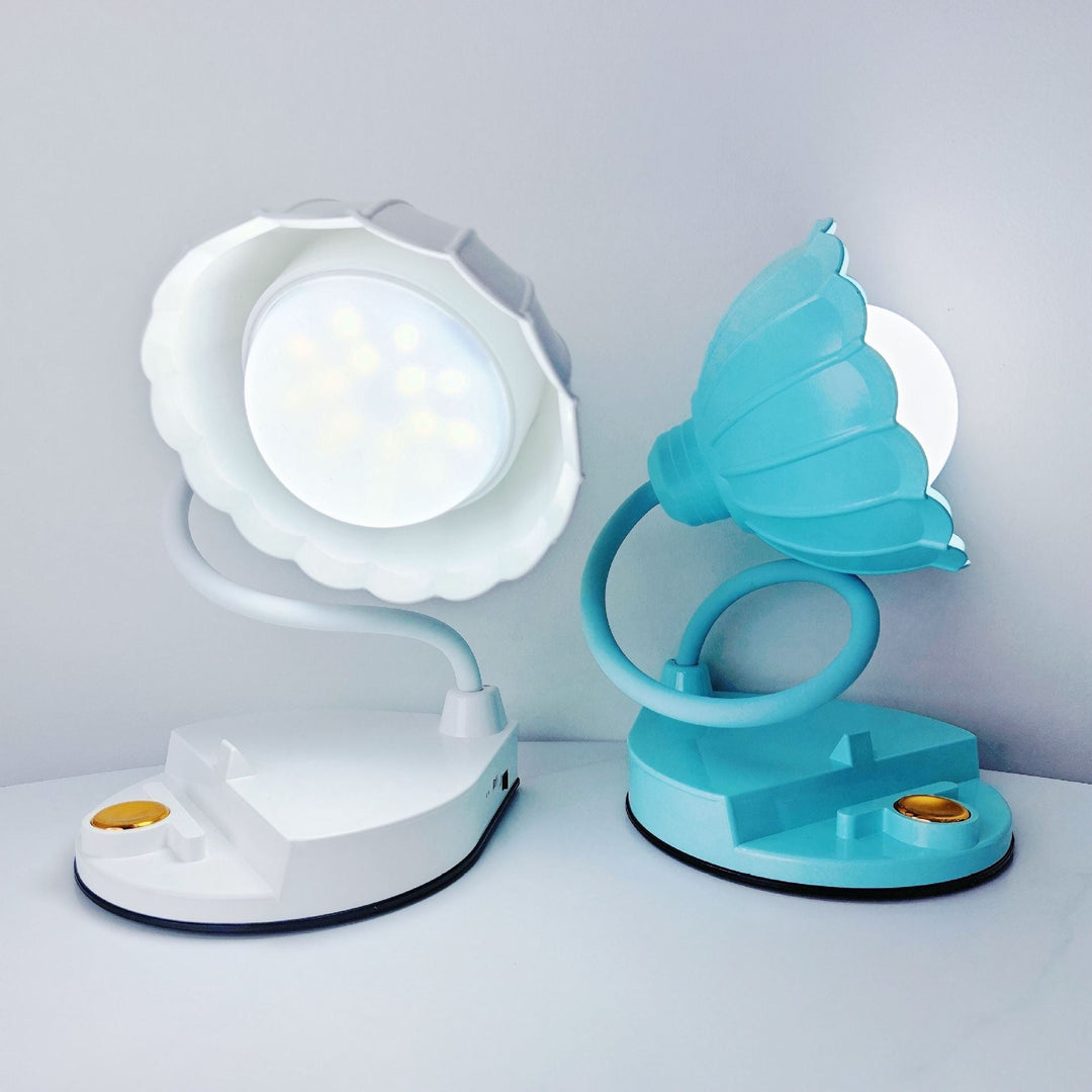 Contemporary Nordic Twistable Flower ABS Lampshade Round Base LED Table Lamp For Bedroom
