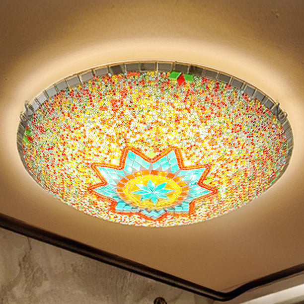 Traditional Tiffany Semicircle Hardware Glass 2/3/4 - Light Flush Mount Ceiling Light For Living Room