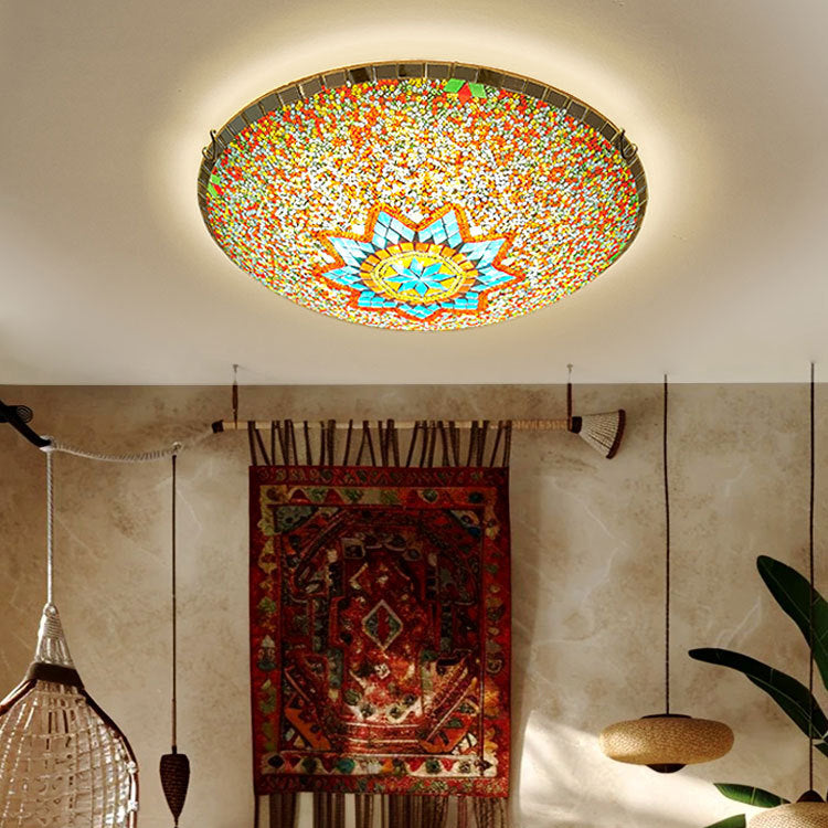 Traditional Tiffany Semicircle Hardware Glass 2/3/4 - Light Flush Mount Ceiling Light For Living Room