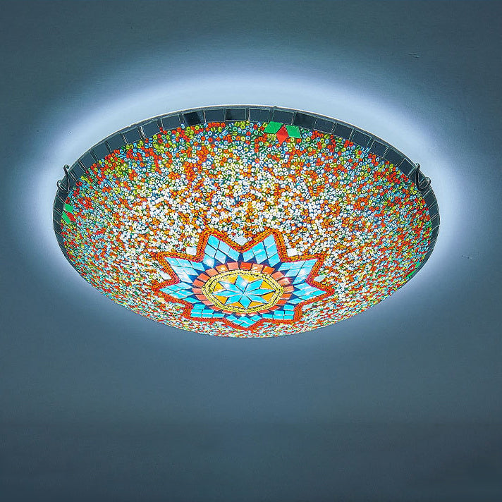 Traditional Tiffany Semicircle Hardware Glass 2/3/4 - Light Flush Mount Ceiling Light For Living Room