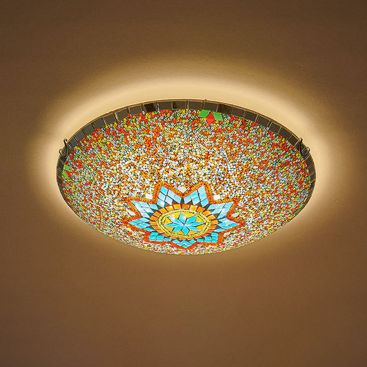 Traditional Tiffany Semicircle Hardware Glass 2/3/4 - Light Flush Mount Ceiling Light For Living Room