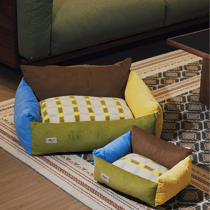 Contemporary Creative Cotton &amp; Sherpa Fabric Rectangular Pet Bed Cat &amp; Dog Bed With Washable Cover For Living Room