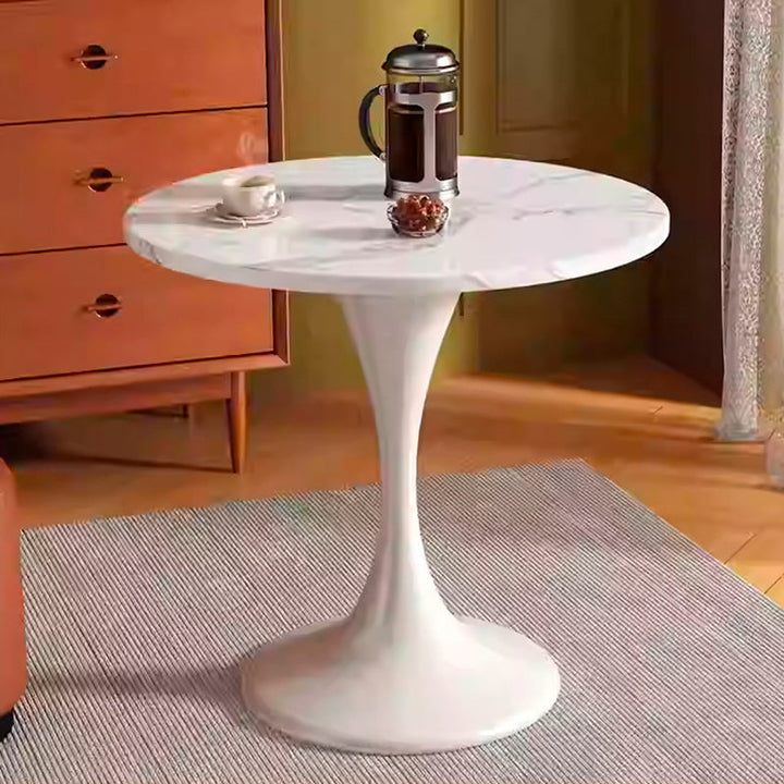 Modern Minimalist Tulip-Shaped Round MDF Carbon Steel Coffee Table Dining Table for Small Space For Living Room