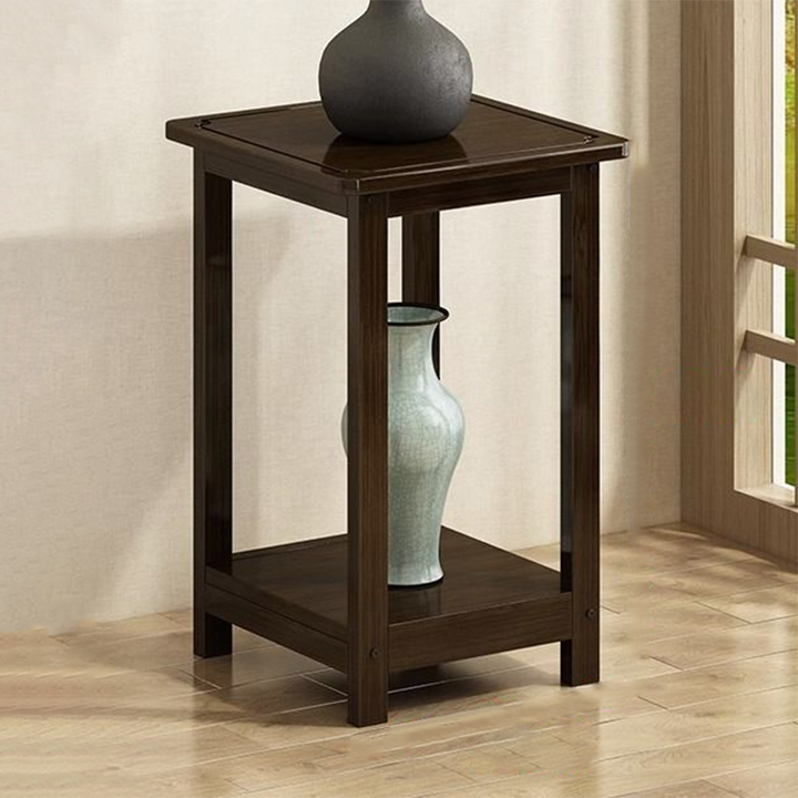 Traditional Chinese Square Nan Bamboo Console Table 1/2-Tier For Living Room