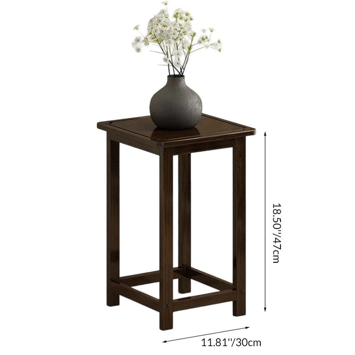 Traditional Chinese Square Nan Bamboo Console Table 1/2-Tier For Living Room