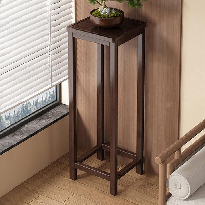 Traditional Chinese Square Nan Bamboo Console Table 1/2-Tier For Living Room