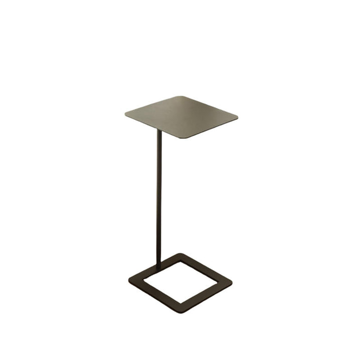 Modern Minimalist Square Rounded-Corner Wrought Iron Side Table 1-Tier For Living Room
