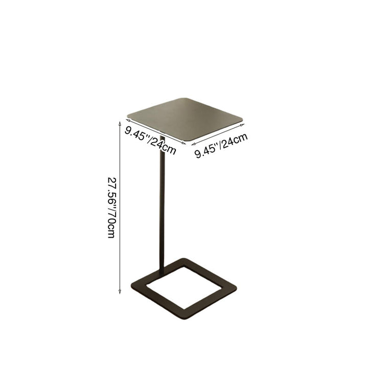 Modern Minimalist Square Rounded-Corner Wrought Iron Side Table 1-Tier For Living Room