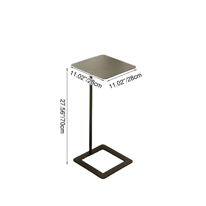 Modern Minimalist Square Rounded-Corner Wrought Iron Side Table 1-Tier For Living Room