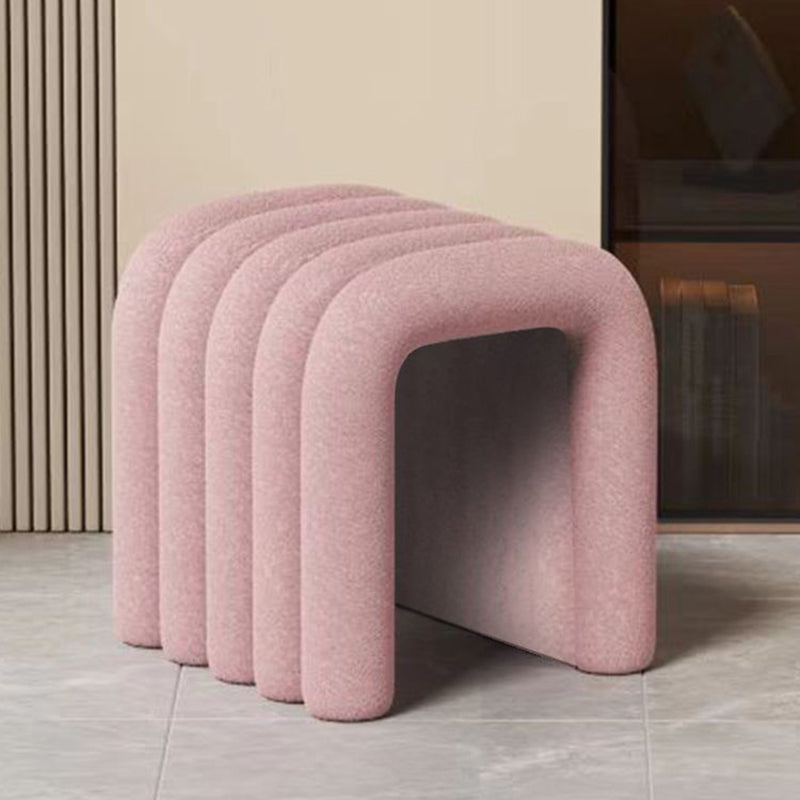 Contemporary Creative Arch Design Velvet Fabric Solid Wood Vanity Stool Backless Armless For Bedroom