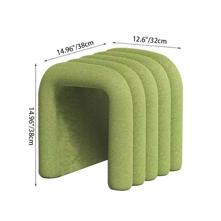 Contemporary Creative Arch Design Velvet Fabric Solid Wood Vanity Stool Backless Armless For Bedroom