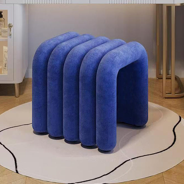 Contemporary Creative Arch Design Velvet Fabric Solid Wood Vanity Stool Backless Armless For Bedroom
