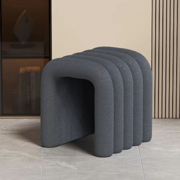 Contemporary Creative Arch Design Velvet Fabric Solid Wood Vanity Stool Backless Armless For Bedroom