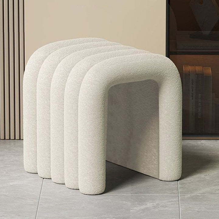Contemporary Creative Arch Design Velvet Fabric Solid Wood Vanity Stool Backless Armless For Bedroom