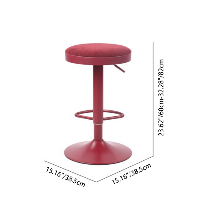 Modern Minimalist Carbon Steel Cotton-Linen Cylindrical Bar Stool Backless For Dining Room &amp; Kitchen