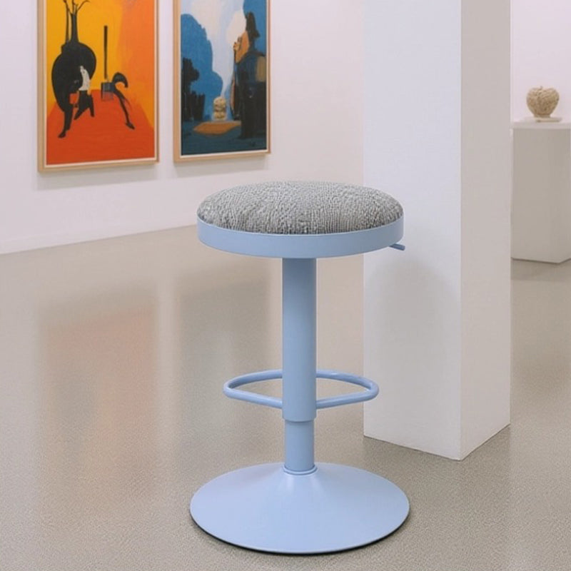 Modern Minimalist Carbon Steel Cotton-Linen Cylindrical Bar Stool Backless For Dining Room &amp; Kitchen