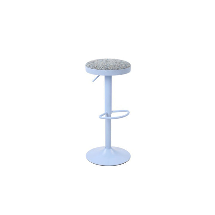 Modern Minimalist Carbon Steel Cotton-Linen Cylindrical Bar Stool Backless For Dining Room &amp; Kitchen