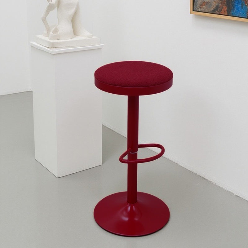 Modern Minimalist Carbon Steel Cotton-Linen Cylindrical Bar Stool Backless For Dining Room &amp; Kitchen