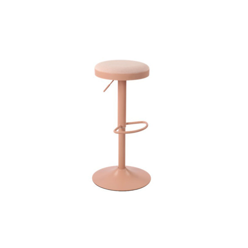 Modern Minimalist Carbon Steel Cotton-Linen Cylindrical Bar Stool Backless For Dining Room &amp; Kitchen