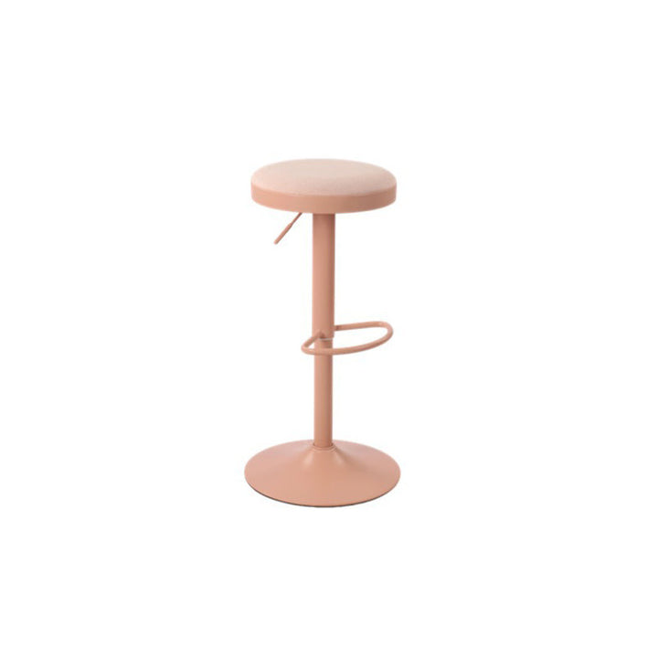 Modern Minimalist Carbon Steel Cotton-Linen Cylindrical Bar Stool Backless For Dining Room &amp; Kitchen
