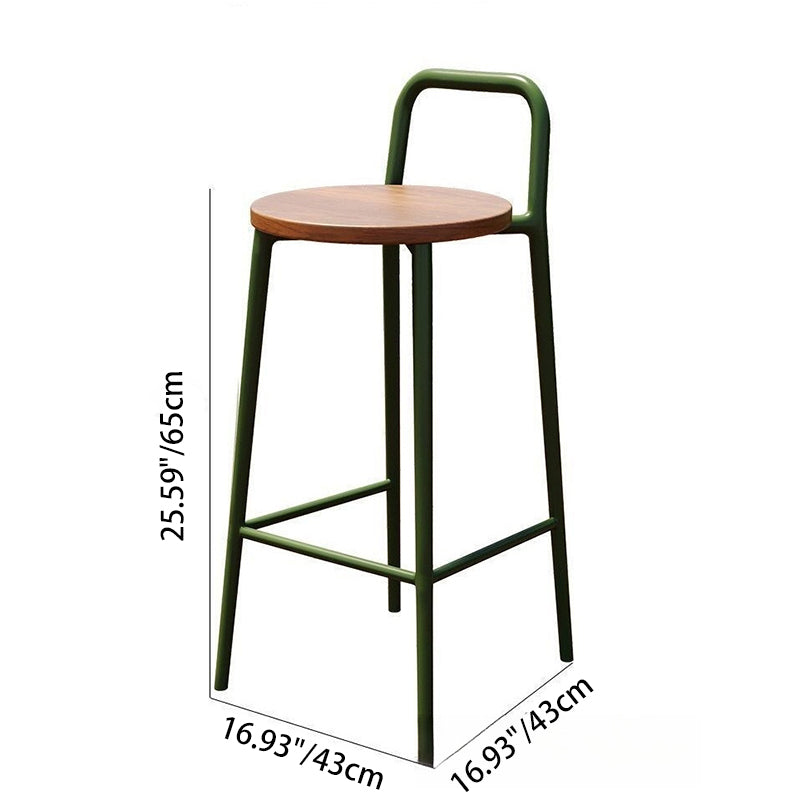 Contemporary Nordic Carbon Steel Solid Wood Rectangular Outdoor Bar Stool Backless For Outdoor