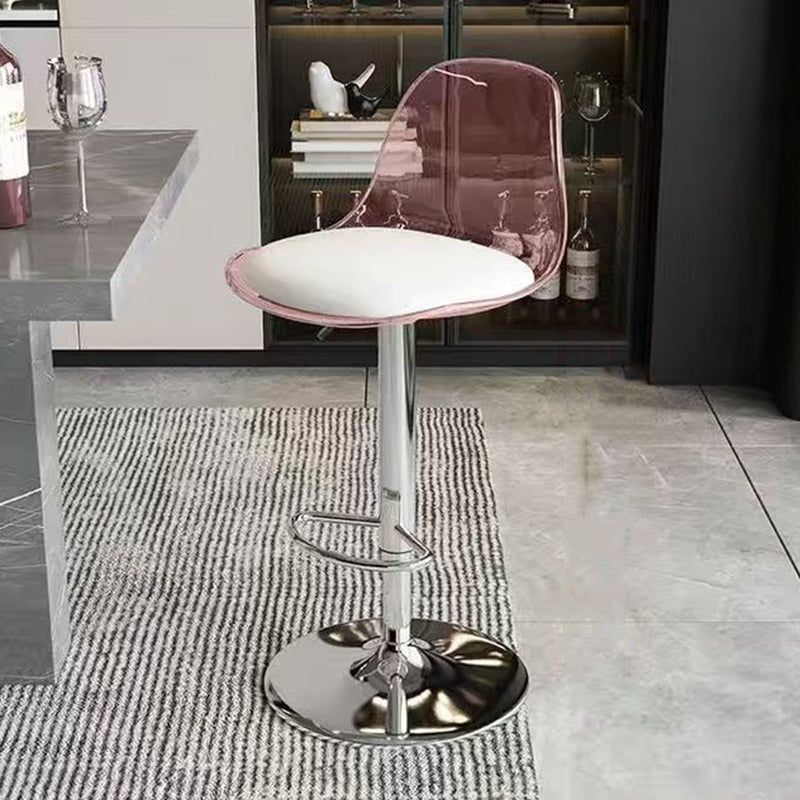 Modern Minimalist Curved PP Stainless Steel Artificial Leather Bar Stool Backrest Armless For Dining Room &amp; Kitchen