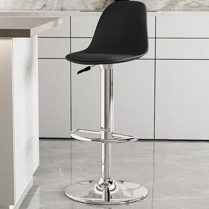 Modern Minimalist Curved PP Stainless Steel Artificial Leather Bar Stool Backrest Armless For Dining Room &amp; Kitchen