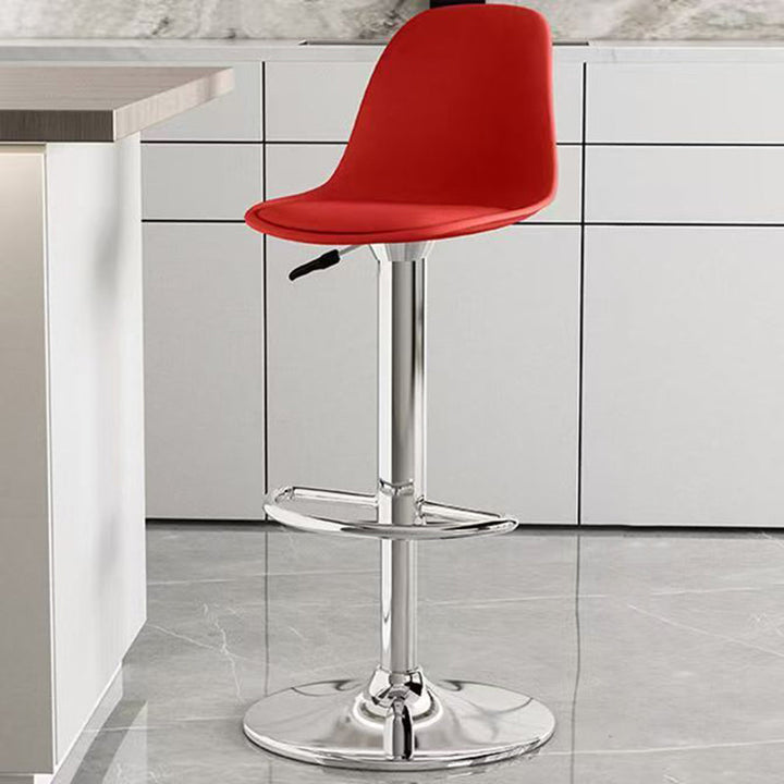 Modern Minimalist Curved PP Stainless Steel Artificial Leather Bar Stool Backrest Armless For Dining Room &amp; Kitchen