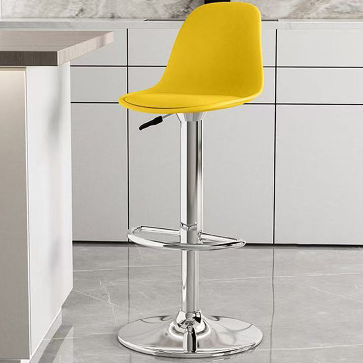 Modern Minimalist Curved PP Stainless Steel Artificial Leather Bar Stool Backrest Armless For Dining Room &amp; Kitchen