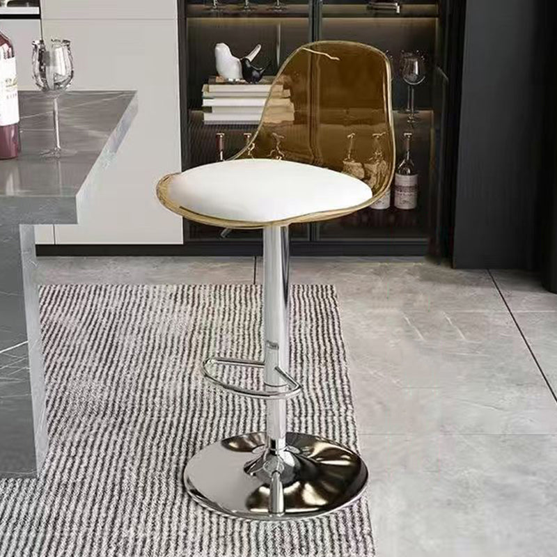 Modern Minimalist Curved PP Stainless Steel Artificial Leather Bar Stool Backrest Armless For Dining Room &amp; Kitchen
