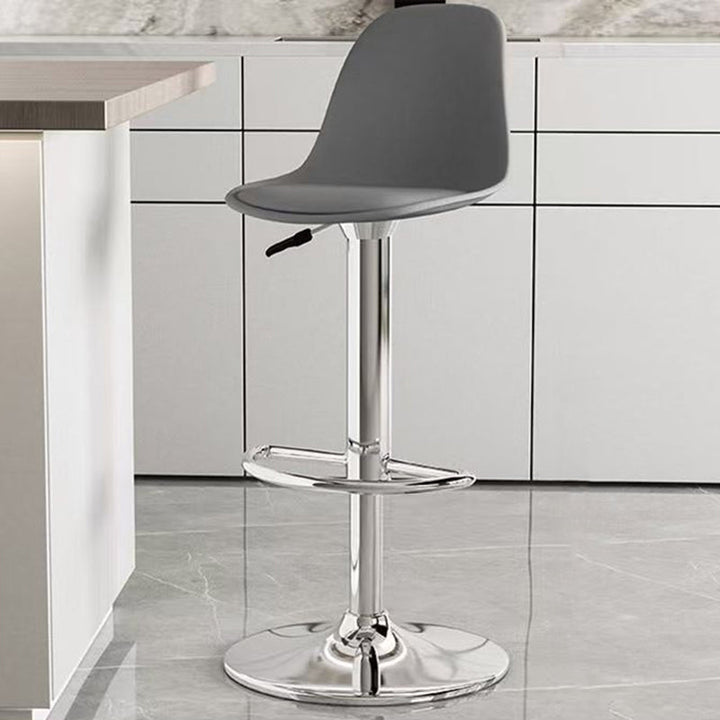 Modern Minimalist Curved PP Stainless Steel Artificial Leather Bar Stool Backrest Armless For Dining Room &amp; Kitchen