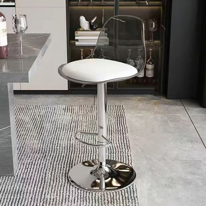 Modern Minimalist Curved PP Stainless Steel Artificial Leather Bar Stool Backrest Armless For Dining Room &amp; Kitchen