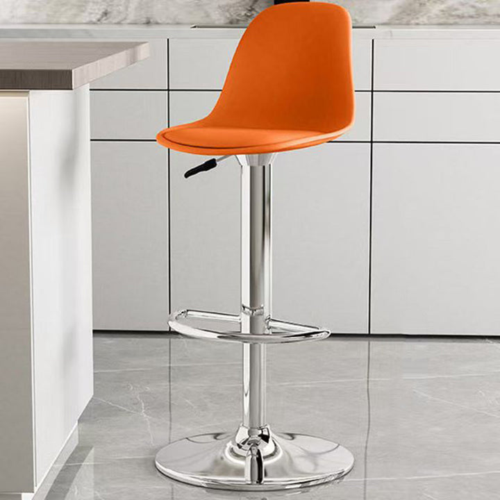 Modern Minimalist Curved PP Stainless Steel Artificial Leather Bar Stool Backrest Armless For Dining Room &amp; Kitchen