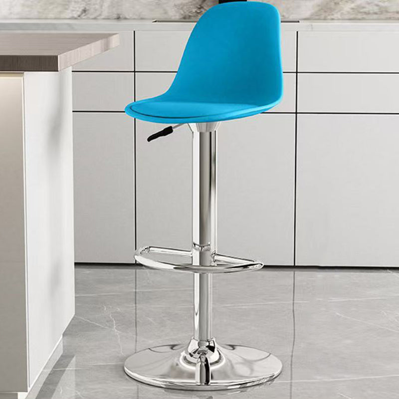 Modern Minimalist Curved PP Stainless Steel Artificial Leather Bar Stool Backrest Armless For Dining Room &amp; Kitchen