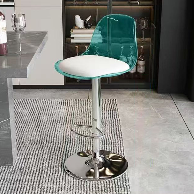 Modern Minimalist Curved PP Stainless Steel Artificial Leather Bar Stool Backrest Armless For Dining Room &amp; Kitchen