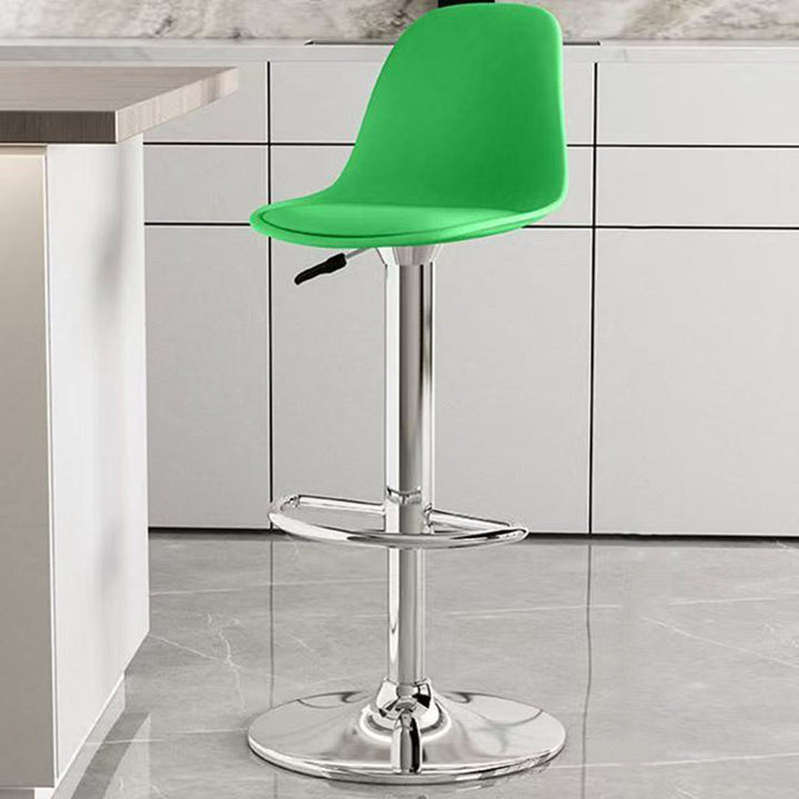 Modern Minimalist Curved PP Stainless Steel Artificial Leather Bar Stool Backrest Armless For Dining Room &amp; Kitchen
