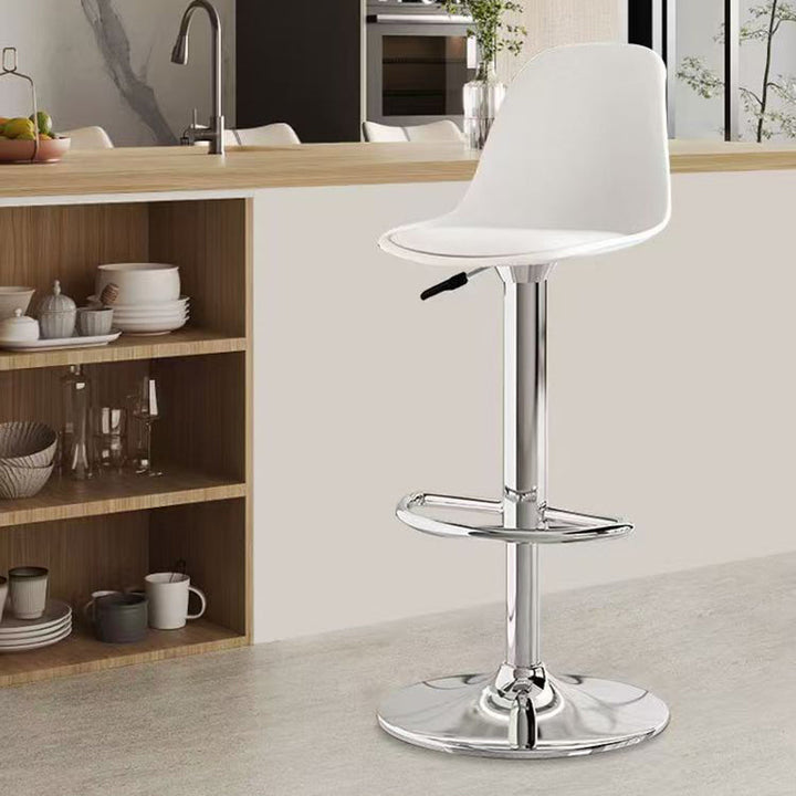 Modern Minimalist Curved PP Stainless Steel Artificial Leather Bar Stool Backrest Armless For Dining Room &amp; Kitchen