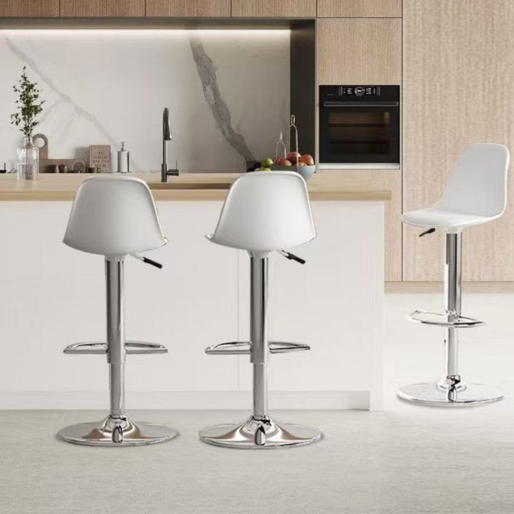 Modern Minimalist Curved PP Stainless Steel Artificial Leather Bar Stool Backrest Armless For Dining Room &amp; Kitchen