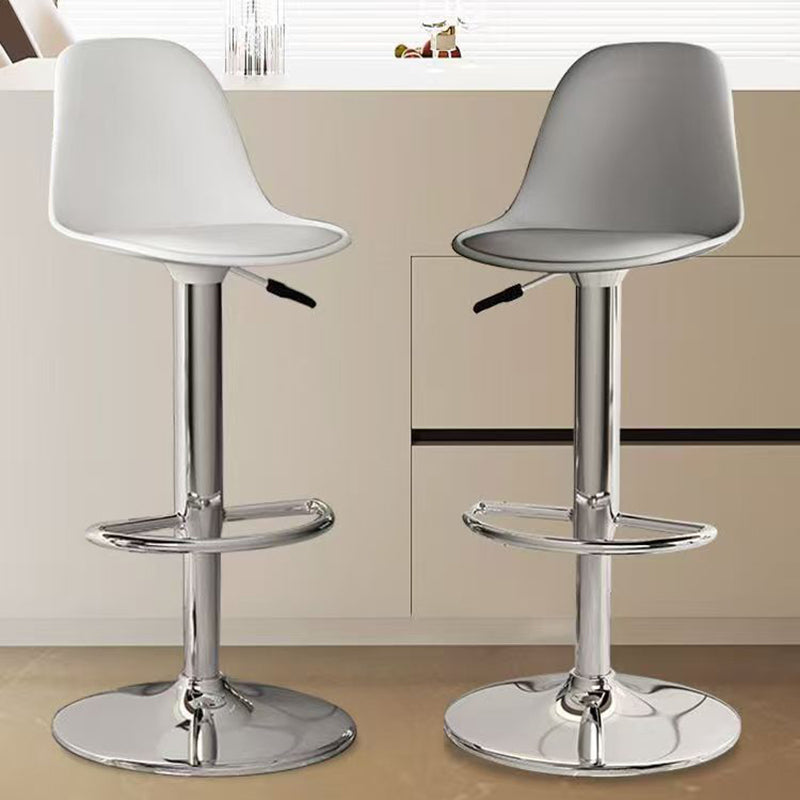 Modern Minimalist Curved PP Stainless Steel Artificial Leather Bar Stool Backrest Armless For Dining Room &amp; Kitchen