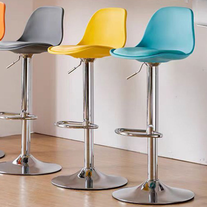Modern Minimalist Curved PP Stainless Steel Artificial Leather Bar Stool Backrest Armless For Dining Room &amp; Kitchen