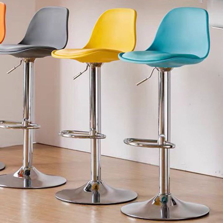 Modern Minimalist Curved PP Stainless Steel Artificial Leather Bar Stool Backrest Armless For Dining Room &amp; Kitchen