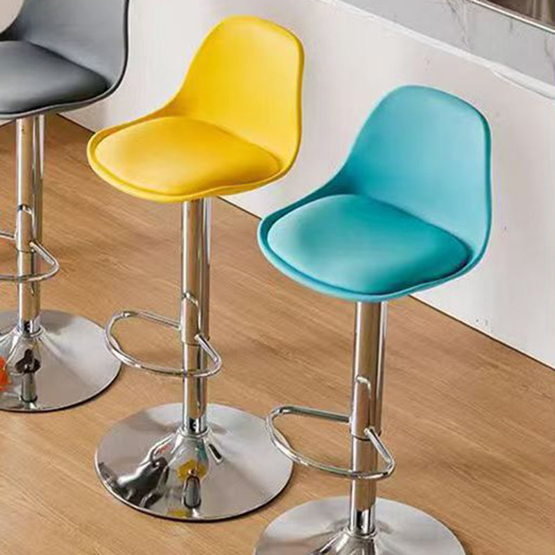 Modern Minimalist Curved PP Stainless Steel Artificial Leather Bar Stool Backrest Armless For Dining Room &amp; Kitchen