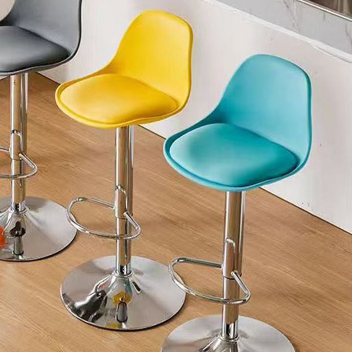 Modern Minimalist Curved PP Stainless Steel Artificial Leather Bar Stool Backrest Armless For Dining Room &amp; Kitchen