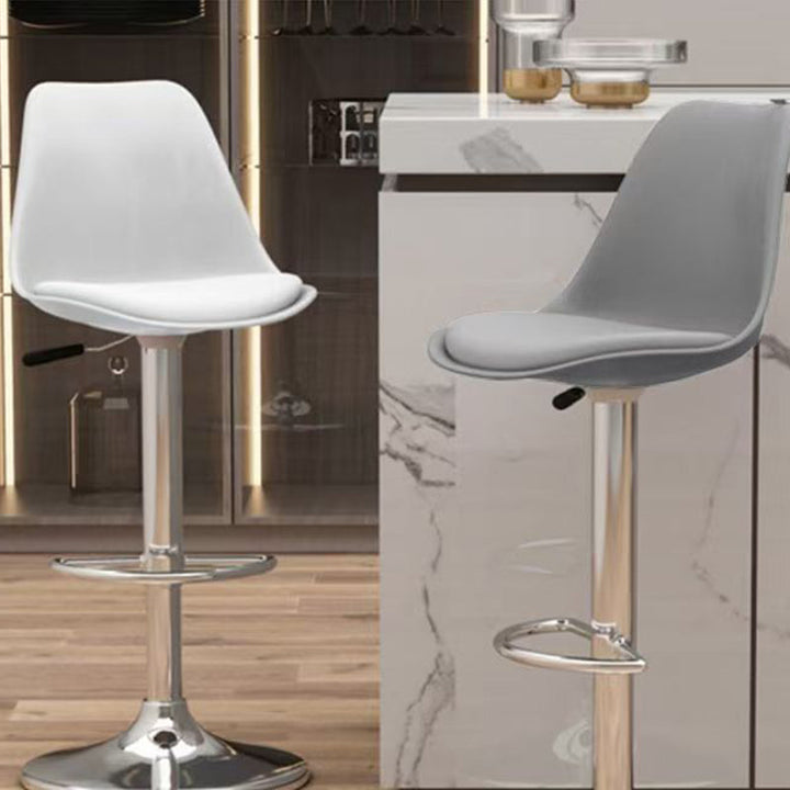 Modern Minimalist Curved PP Stainless Steel Artificial Leather Bar Stool Backrest Armless For Dining Room &amp; Kitchen